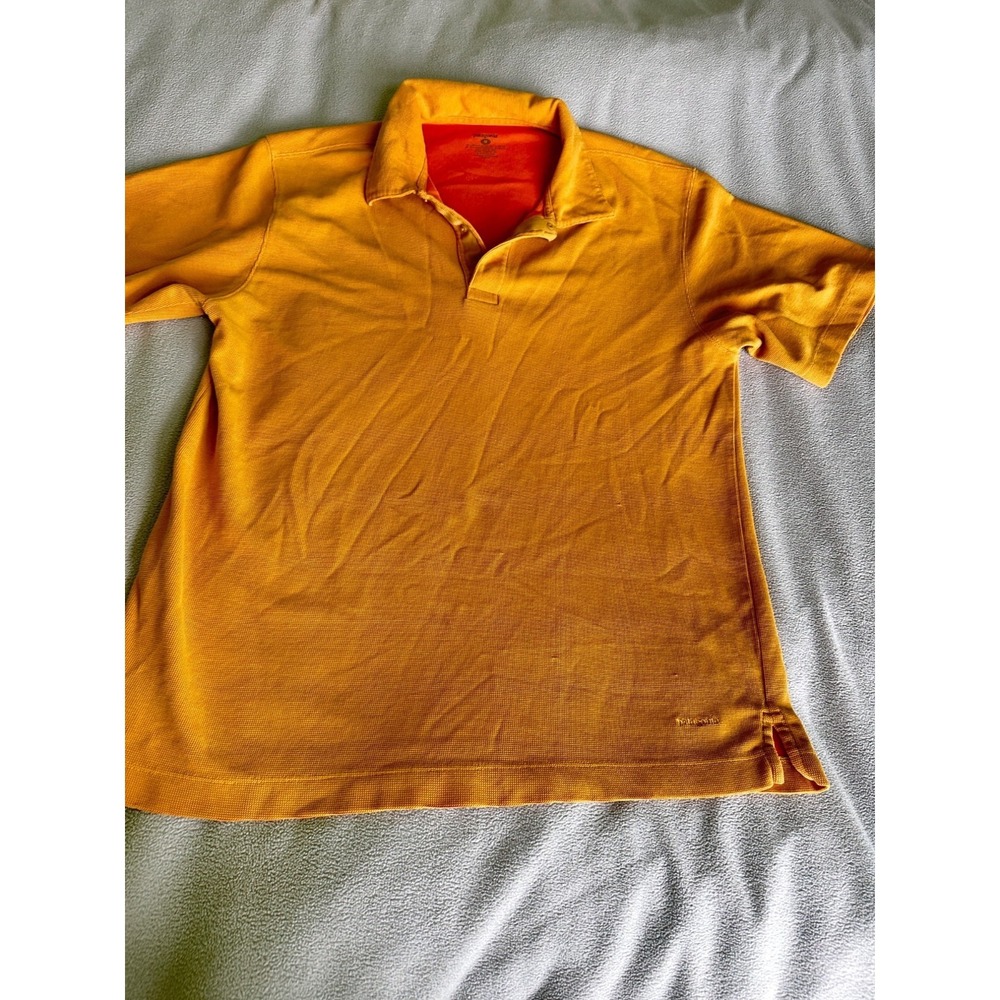 Patagonia Shirt Mens Medium Polo Orange Textured Collared Outdoors Short‎ Sleeve